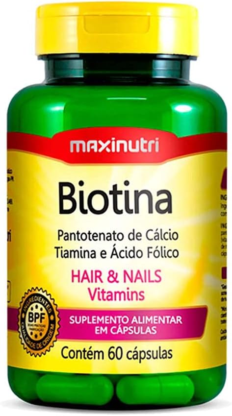 Suplemento para cabelos e unhas da Maxinutri. Fonte da imagem: Amazon