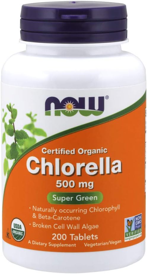 Suplemento de chlorella de 500 mg da Now Foods. Fonte da imagem: Amazon