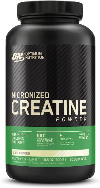 Frasco de creatina Optimum Nutrition. Imagem: Amazon.
