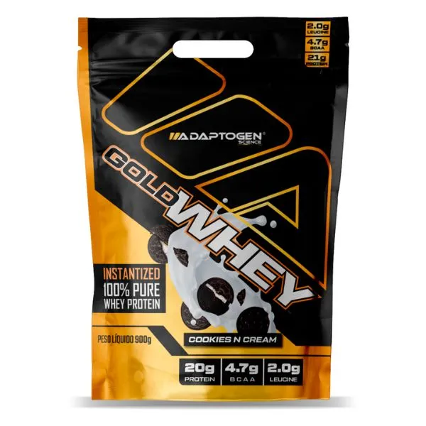 Gold Whey Adaptogen, sabor Cookies n Cream. Imagem: site oficial da marca