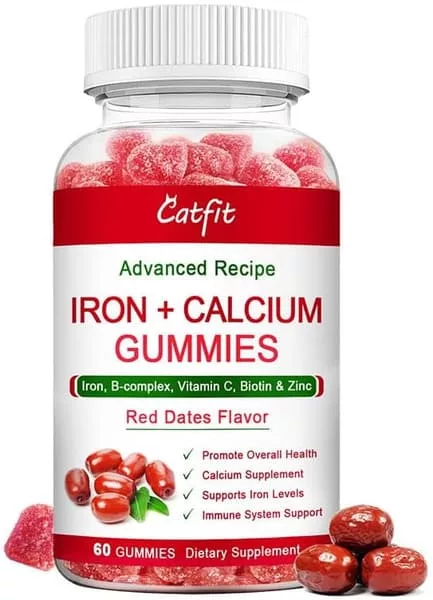Iron + Calcium Gummies da Catfit. Imagem: Amazon