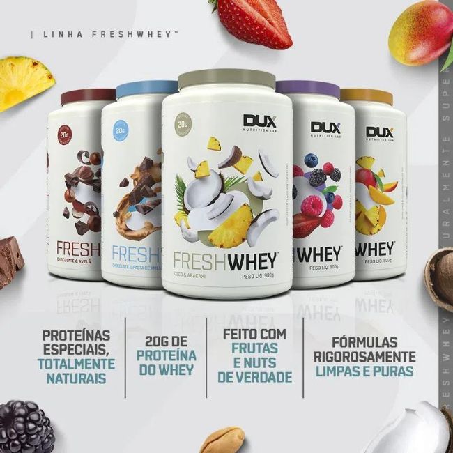Linha Fresh Whey da Dux Nutrition. Imagem retirada do site da Dux Nutrition.