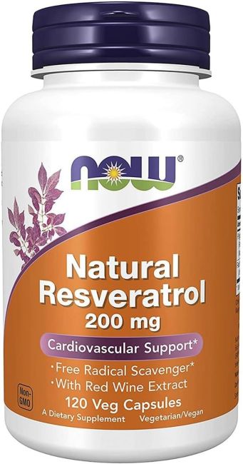 Natural Resveratrol é o suplemento de resveratrol do Now Foods. Fonte da imagem: Amazon.